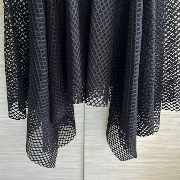 Patrizia Luca Black Eyelet Mesh Netted Midi Asymmetrical Skirt - Sz Small - Picture 3 of 6